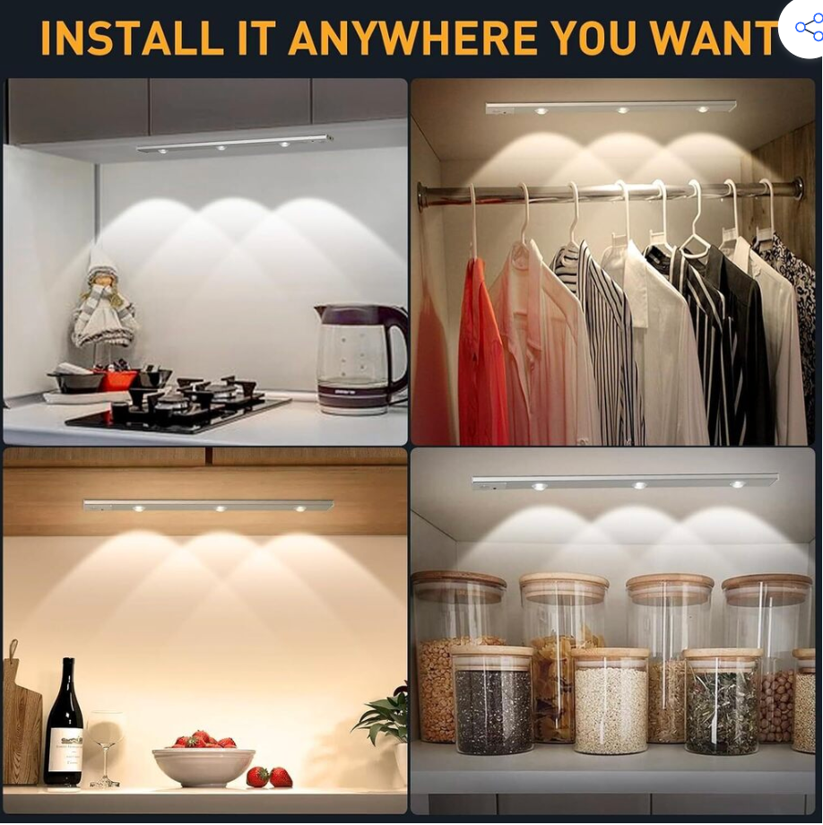 Nexora™ Under Cabinet Light – Motion Activated, Dimmable, USB Rechargeable