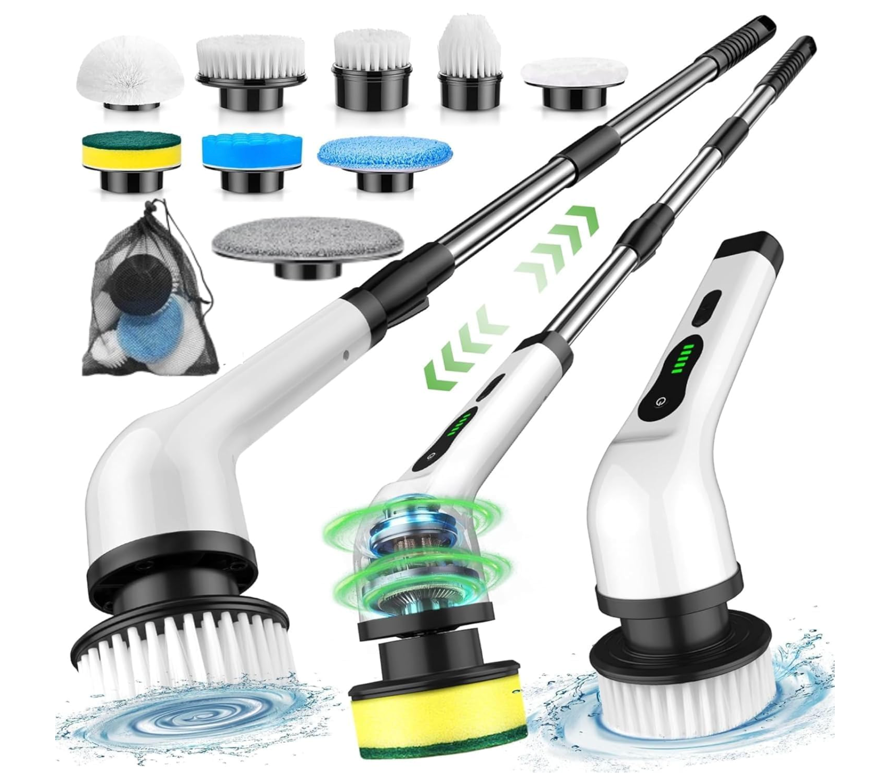 Nexora™ 9-in-1 Cordless Electric Spin Scrubber – White & Black