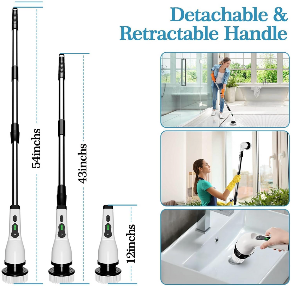 Nexora™ 9-in-1 Cordless Electric Spin Scrubber – White & Black