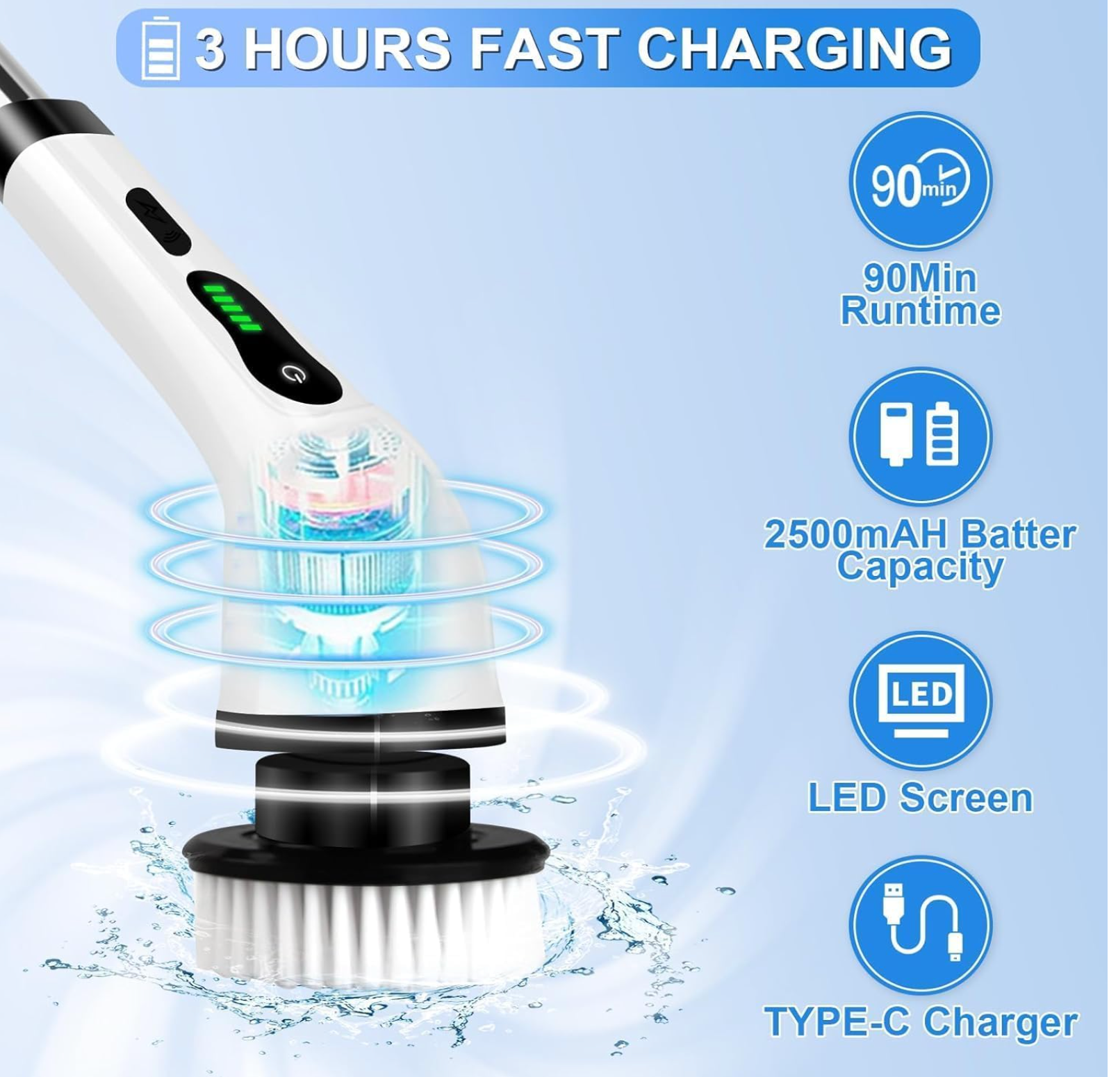 Nexora™ 9-in-1 Cordless Electric Spin Scrubber – White & Black