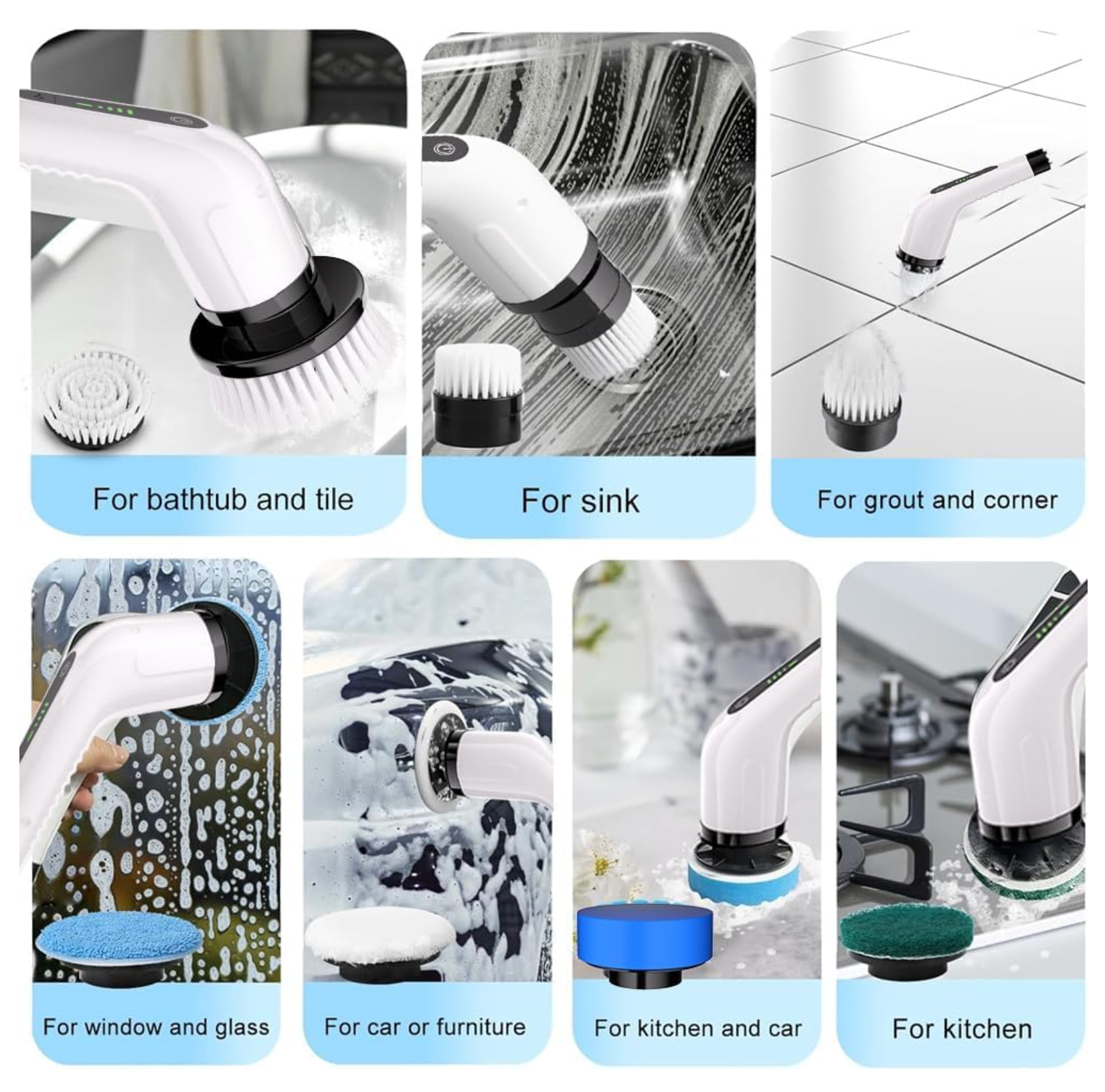 Nexora™ 9-in-1 Cordless Electric Spin Scrubber – White & Black