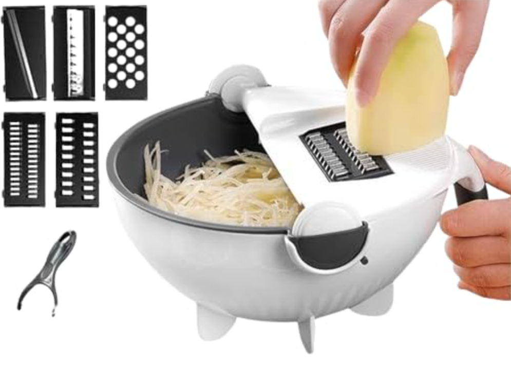 Nexora™ 9-in-1 Wet Basket Vegetable Chopper – 800ml | 9 Stainless Steel Blades