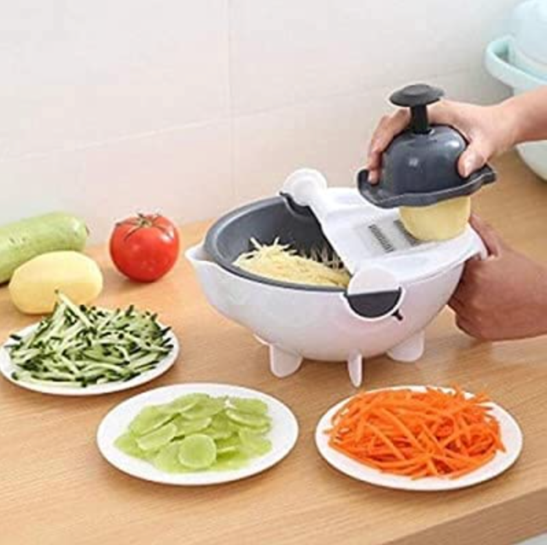 Nexora™ 9-in-1 Wet Basket Vegetable Chopper – 800ml | 9 Stainless Steel Blades