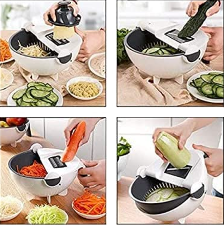 Nexora™ 9-in-1 Wet Basket Vegetable Chopper – 800ml | 9 Stainless Steel Blades