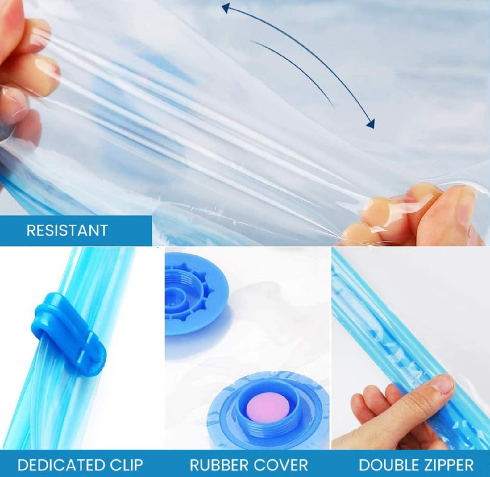 Nexora™ Space Saver Vacuum Storage Bags – Pack of 6 | Reusable Ziplock Compression Bags