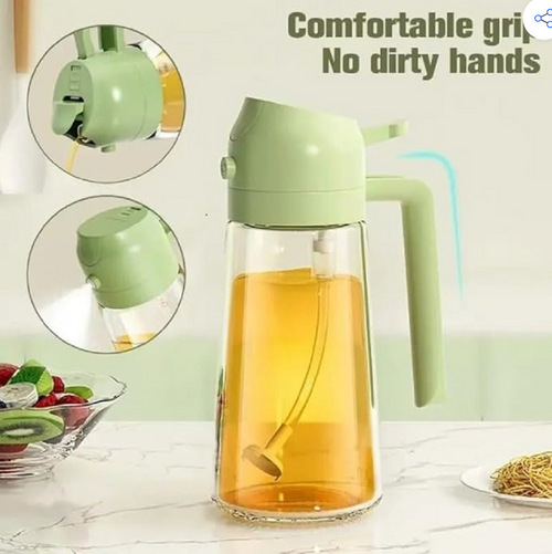 Nexora™ 2-in-1 Glass Oil Spray & Pour Bottle – 200ml | Transparent