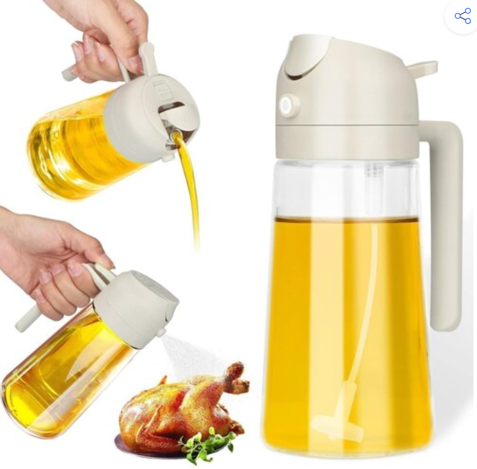 Nexora™ 2-in-1 Glass Oil Spray & Pour Bottle – 200ml | Transparent