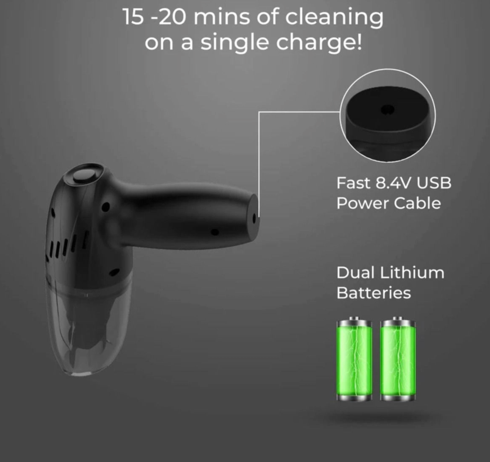 Nexora™ V-GUN Cordless Rechargeable Handheld Vacuum Cleaner